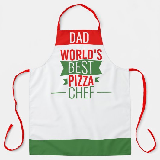 パパ – 世界の最高のピザシェフ – 赤い緑 エプロン (正面)