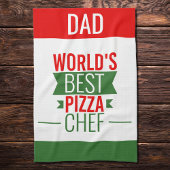 パパ – 世界の最高のピザシェフ – 赤い緑 キッチンタオル