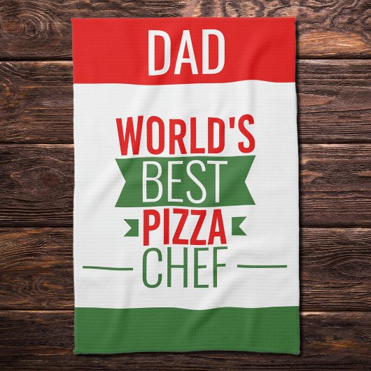 パパ – 世界の最高のピザシェフ – 赤い緑 キッチンタオル