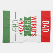 パパ – 世界の最高のピザシェフ – 赤い緑 キッチンタオル (横)