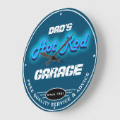 パパ/名前を問わないガレージ青いネフェイクオンルック ラージ壁時計 (傾斜)