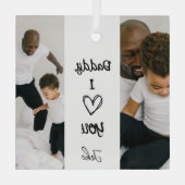 パパ、愛してる | 写真パーソナライズされたオーナメント ガラスオーナメント (裏面)