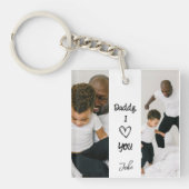パパ、愛してる | 写真パーソナライズされたキーチェーン キーホルダー (正面)