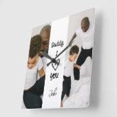 パパ、愛してる | 写真パーソナライズされた壁時計 スクエア壁時計 (傾斜)