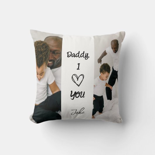 パパ、愛してる | 写真パーソナライズされた枕 クッション (正面)