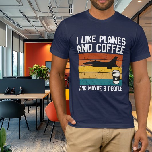 パパ 楽しい 誕生日 お祝い 航空機 コーヒー 3人 Tシャツ