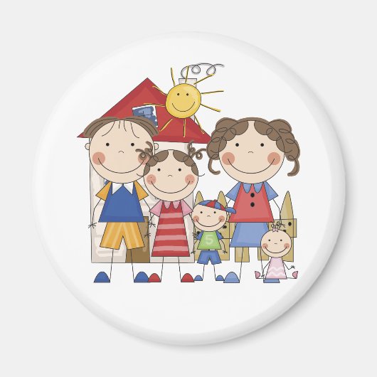 パパ，母，姉，中兄，ベビー姉 マグネット (正面)