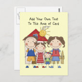 パパ、母、姉、弟の家族 ポストカード (正面/裏面)