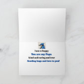 パパ 父の日のブルージェイの鳥の絵画 青 黒 カード (内部)