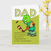 パパ、父の日のユーモアのあるなホッケーのエイリアン カード (黄色い花)