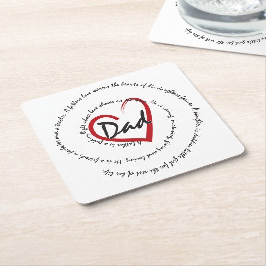 パパ – 父の日 スクエアペーパーコースター (アングル)