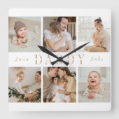 "パパ"父親の日キッズコラージュの壁時計 スクエア壁時計 (正面)