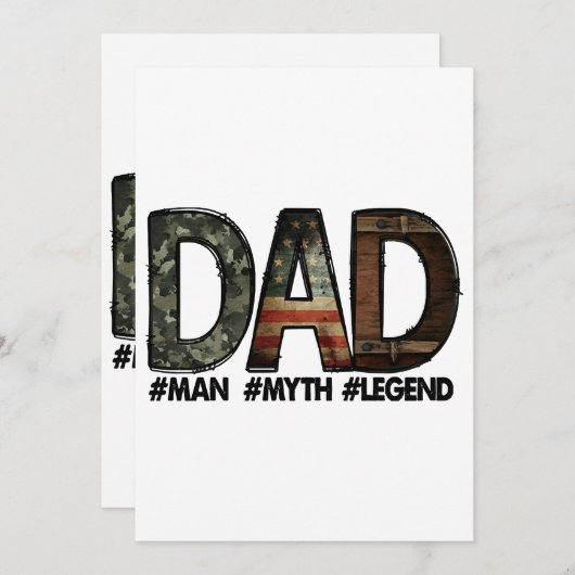 パパ – 男の神話の伝説のパパ;父;脂肪 招待状 (正面/裏面)