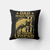 パパ – 男、神話、魚釣り伝説 クッション (裏面)