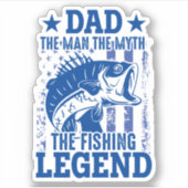 パパ – 男、神話、魚釣り伝説 シール (正面)