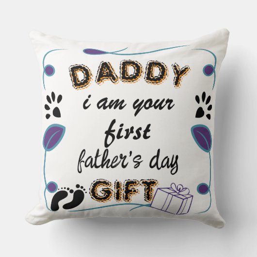 パパ、私が初めてのお父さんの日のギフト記念の品 クッション (正面)