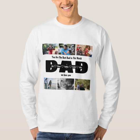 パパ、私たちはあなたを愛している – Faters Day 6 Photo Collage Tシャツ (正面)