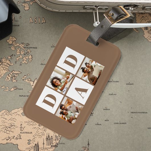 パパ 3 枚の写真 コラージュ ブラウン スーツ タグ