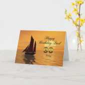 パパ, 90thサンセットヨット誕生日カード カード (黄色い花)