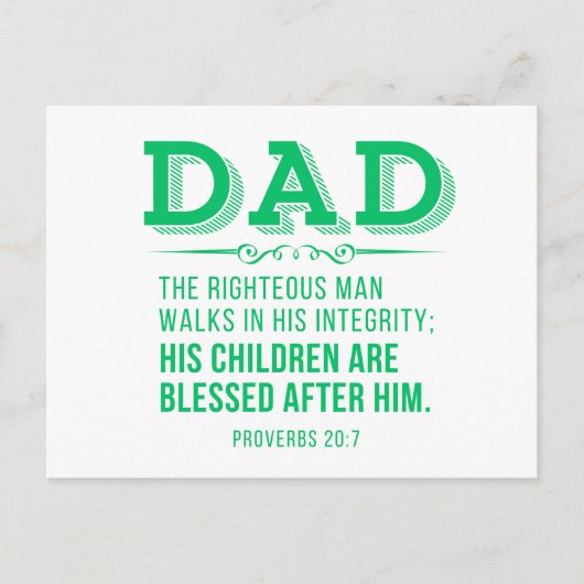 パパ- Green Father's Day Christian Bible Verse ポストカード (正面)