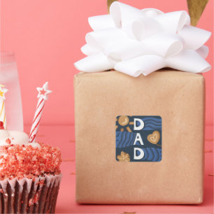 パパ- Happy Father's Dayネイビーブルー スクエアシール
