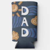 パパ- Happy Father's Dayネイビーブルー スリム缶クーラー (正面)