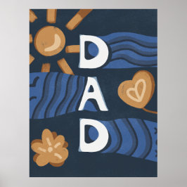 パパ- Happy Father's Dayネイビーブルー ポスター