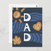パパ- Happy Father's Dayネイビーブルー ポストカード (正面/裏面)
