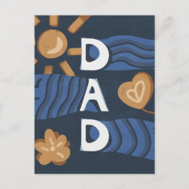 パパ- Happy Father's Dayネイビーブルー ポストカード