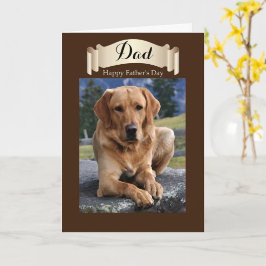 パパ/ Happy Father's Day - Golden Lab カード (黄色い花)