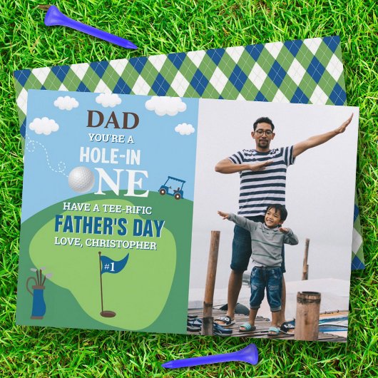 パパA Hole A Hole In One Father's Dayフォトカード