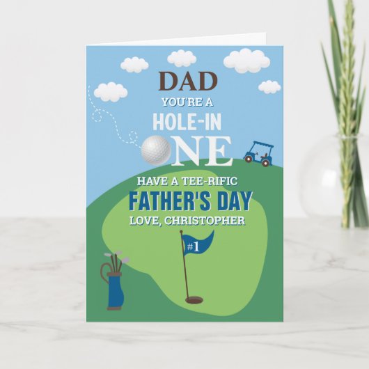 パパA Hole In One Golf Father's Day写真 カード (正面)