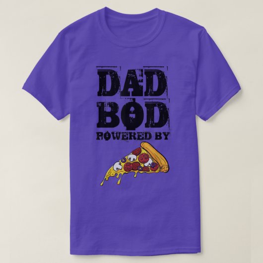 パパBod Powered By Pizza Graphic おもしろいパパ・ギフト Tシャツ (デザイン正面)