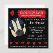 パパchelorのボーリングのパーティの招待状 招待状 (正面/裏面)