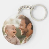 パパest year父の日の新生児写真黒 キーホルダー (裏面)
