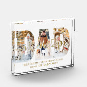 パパI Love You 3 Photo Collageスクリプトハート金ゴールド フォトブロック (左)