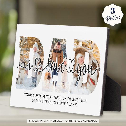 パパI Love You 3 Photo Collageスクリプトハート フォトプラーク