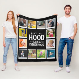 パパNo Hood Like Fatherhood Photo Collage Black フリースブランケット
