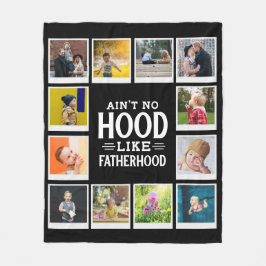 パパNo Hood Like Fatherhood Photo Collage Black フリースブランケット