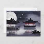 パビリオンの後ろの満月 ポストカード (正面/裏面)