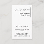 パピおもしろいードッグウォーカーシッター白黒 名刺 (裏面)