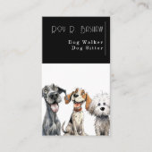 パピおもしろいードッグウォーカーシッター白黒 名刺 (正面)