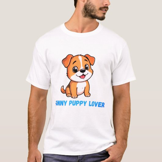 パピおもしろいー恋人メンズTシャツ – かわいい犬パパティー Tシャツ (正面)