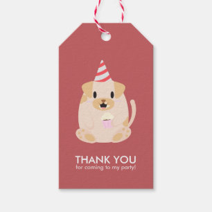 パピおもしろいー犬子供の誕生日パーティー ギフトタグ