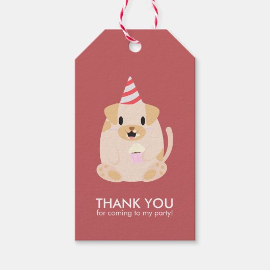 パピおもしろいー犬子供の誕生日パーティー ギフトタグ (正面)