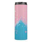 パピよくはしゃぐロンのアップ：ピンクとブルーのスプラッシュ タンブラー (裏面)