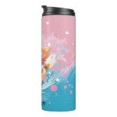 パピよくはしゃぐロンのアップ：ピンクとブルーのスプラッシュ タンブラー (回転右)