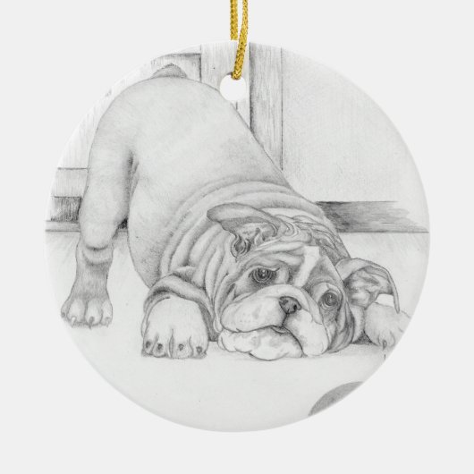 パピよくはしゃぐー セラミックオーナメント (正面)