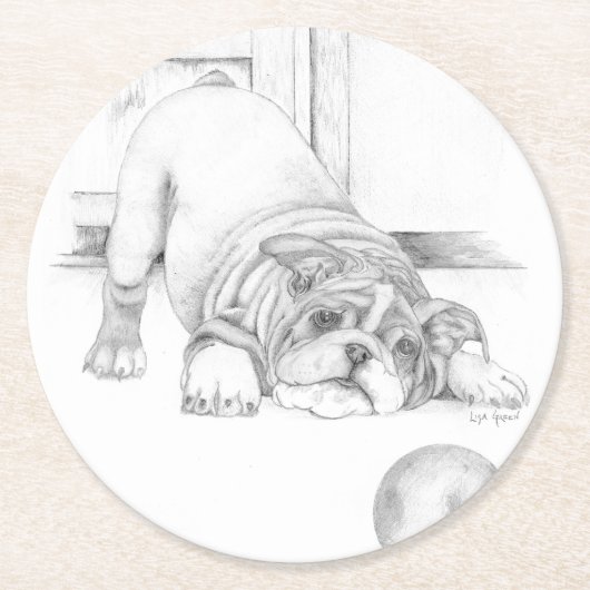 パピよくはしゃぐー ラウンドペーパーコースター (正面)