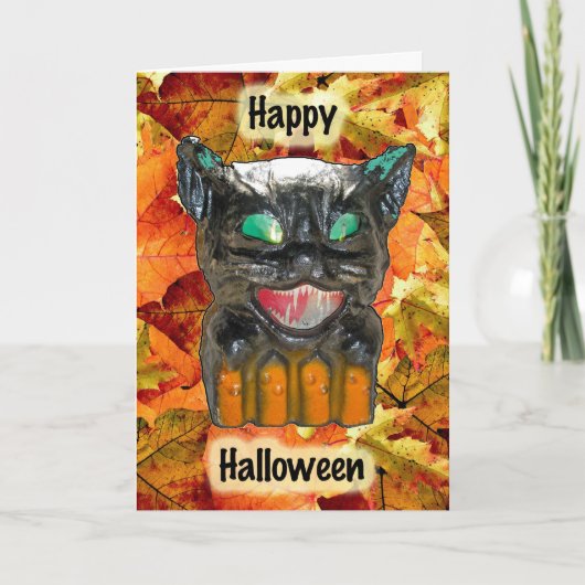 パピア·マチェ·ハロウィーン·キャット·カード カード (正面)